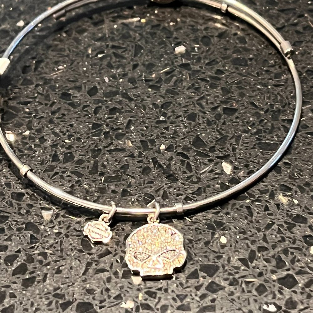 HARLEY DAVIDSON STAINLESS STEEL LADIES SKULL BANGLE BRACELET